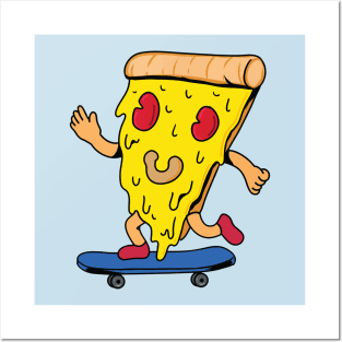 pizza riding skateboard Posters and Art